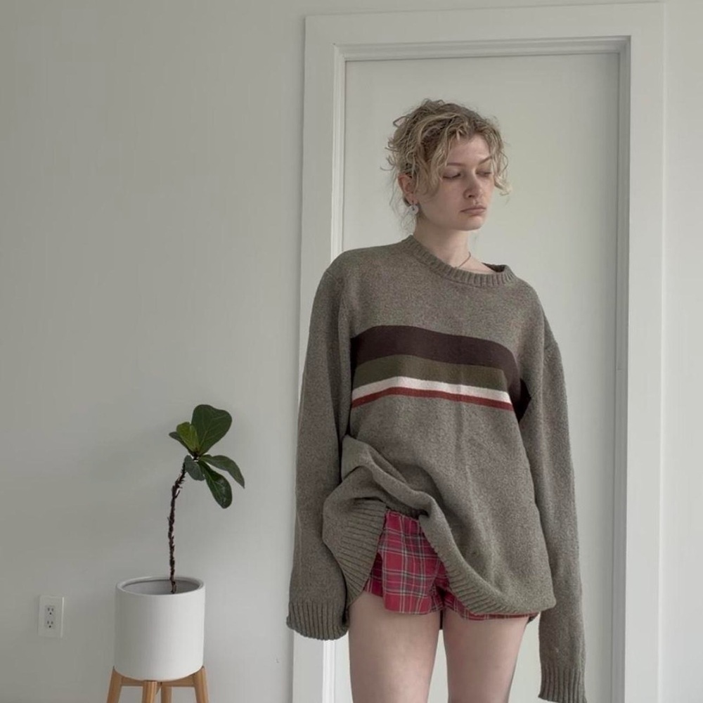 90s stripe green sweater - Picture 6 of 7